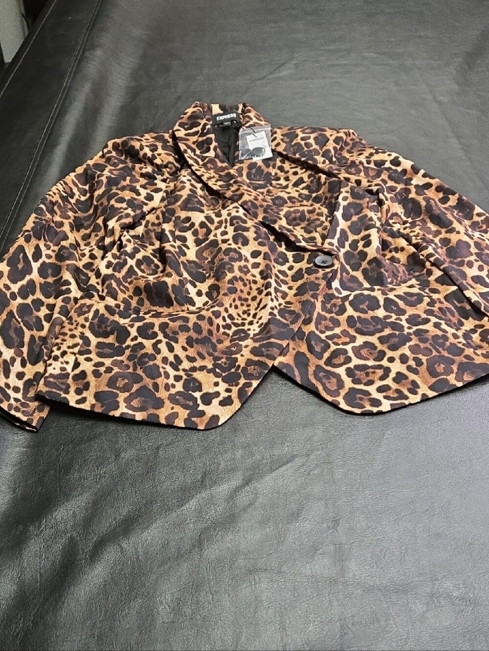 Express Leopard-Print Blazer in Brown and Black